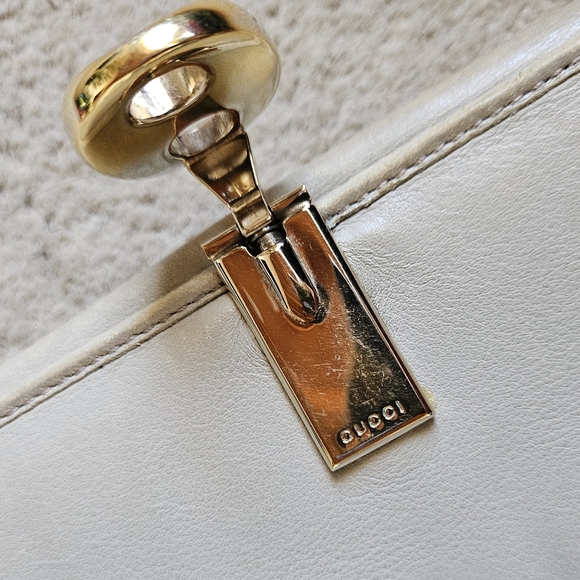 Gucci Ivory Embossed Leather Long Wallet Gold Bamboo Hardware - Picture 7 of 16